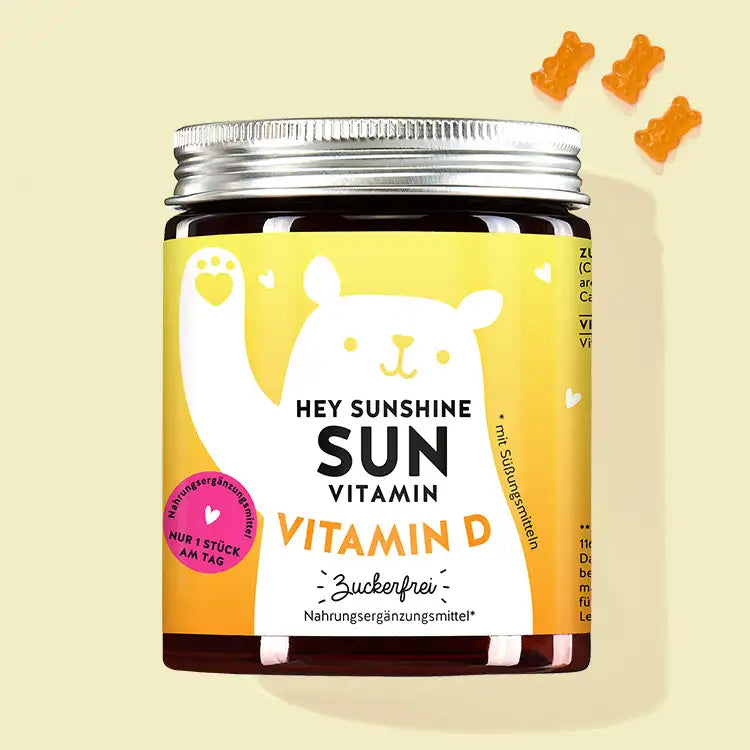Eine Dose Hey Sunshine Sun Vitamins mit Vitamin D von Bears with Benefits für das Immunsystem, Knochen und Muskeln
