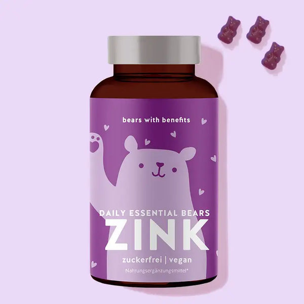 Auf diesem Bild ist eine Dose des Produkts Daily Essential Bears mit Zink von Bears with Benefits abgebildet.