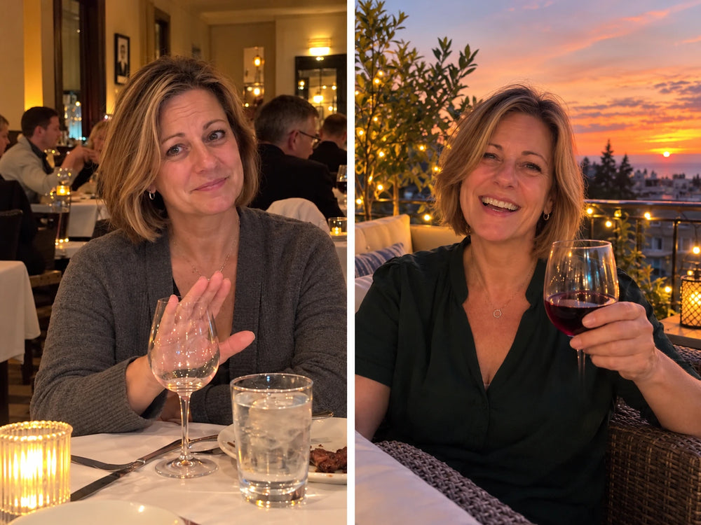 Vorher-Nachher: Wein am Abend