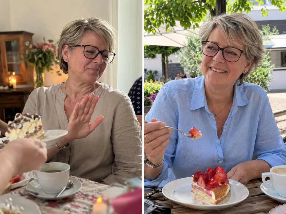 Vorher-Nachher: Stück Kuchen