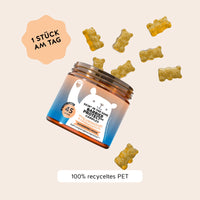 Bears with Benefits Skin* in the Game Barrier Protect** Complex – Verzehrempfehlung 1 Haut Gummibärchen am Tag, 20 mg Hyaluronsäure, 20 mg Färberdistelöl, 10 mg Traubenkernextrakt, 5 mg Zink, 20 mg Vitamin C und 12 mg Vitamin E pro Stück, 45 Stück, 45 Tage Vorrat, zuckerfrei & vegan, Verpackung aus 100% recyceltem PET