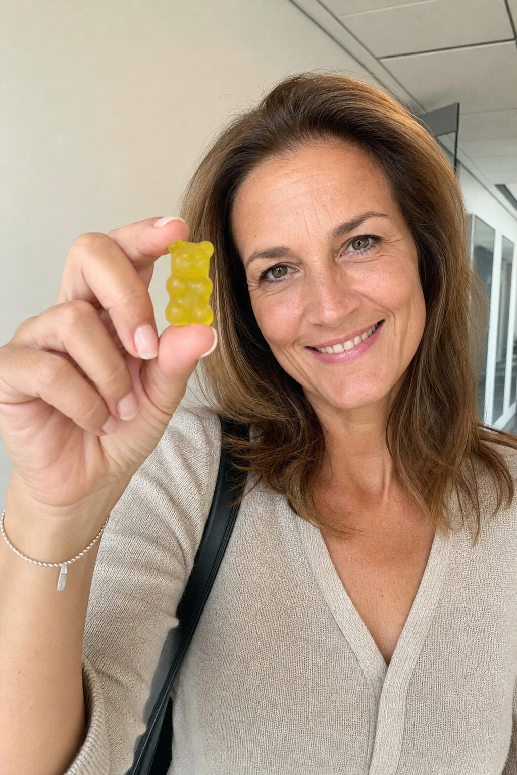 Frau mit einem Lighter Legs-Bärchen