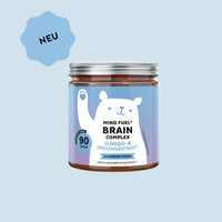 Bears with Benefits Mind Fuel* Brain Complex – Vegane Vitamin-Gummibärchen mit Ginkgo- & Ginsengextrakt für Fokus & Gedächtnis, Ginsengextrakt 125 mg und Ginkgoextrakt 10 mg pro Bärchen, 90 Stück, 3 Monate Vorrat, neue Formel, zuckerfrei, vegan